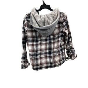 Aeropostale Men's Small S Plaid Flannel Hooded Sherpa Lined Shacket Cardigan